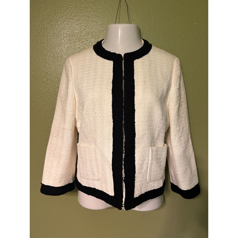 Michael Kors White Tweed Jacket 12 Luxury Runway Line Designer Made in Italy